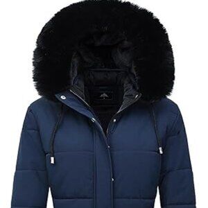 Women's Long Winter Down Coat Fleece Line Parka Warm Puffer Jacket Sz M